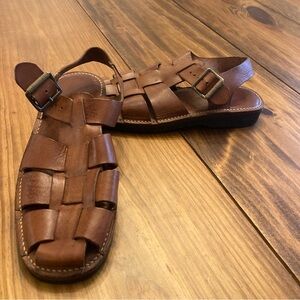 Cole Haan Country Mens 10M Brown Leather Fisherman Slip On Sandals
